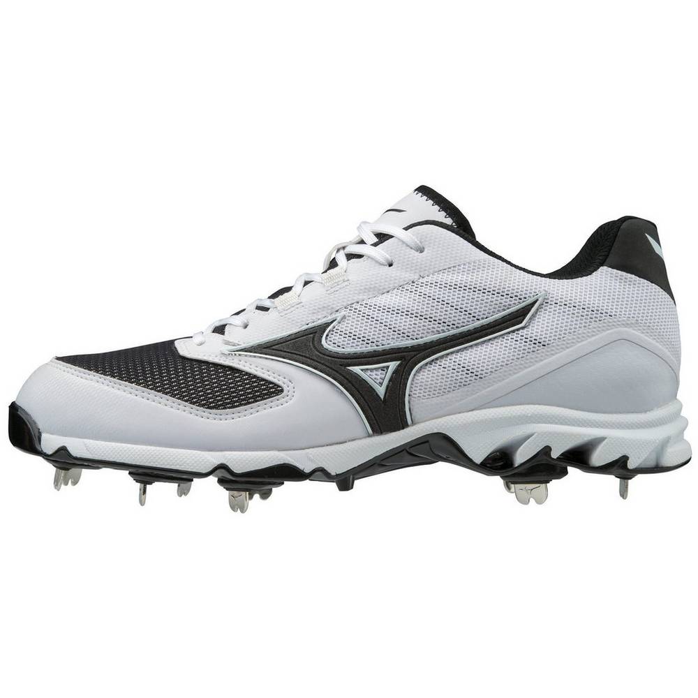 Mens Mizuno 9-Spike Dominant 2 Low Metal Baseball Cleats White/Black Philippines (QNWSOF892)